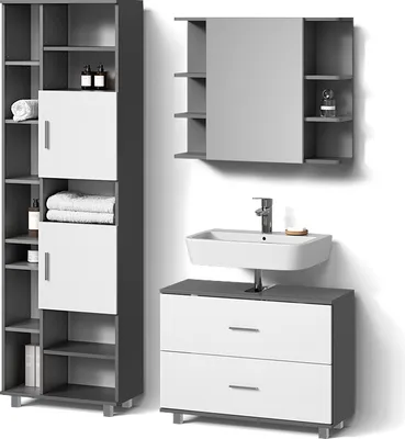 Immagine prodotto di Set di mobili da bagno Livinity Eisak Antracite 3 parti, con colonna, Model 53055