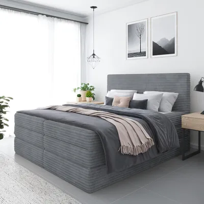 Produktbild von Doppelbett Boxspringbett SENO PLUS ohne Topper mit 2 Bettkästen / Highlight ( 160x200, Dunkelgrau - Tilia 85)