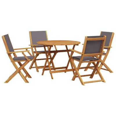 Produktbild von 5-tlg. Garten-Essgruppe Stoff und Massivholz Anthrazit