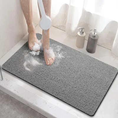 Obrázok produktu pre Protisklzová podložka pod sprchu, 60x40 cm, PVC, sivá, rýchlo schnúca, dá sa strihať