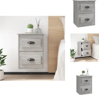 Produktbild von vidaXL Wand-Nachttisch Grau Sonoma 41,5x36x53 cm -  Nachttische