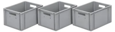 Productafbeelding van Euronorm stapelbak - Set van 3 - Magazijnbak - 395x295x230 mm - Grijs