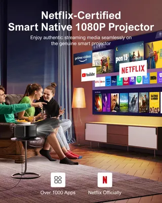Immagine prodotto di Mini proiettore - Proiettore digitale - Portatile - 1080P - Compatibile con Netflix - Autofocus - 26000 lumen