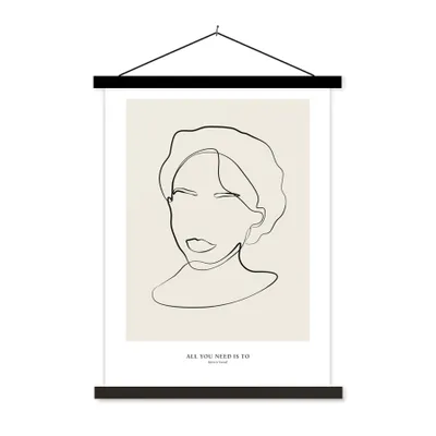 Produktbild von MuchoWow® Textilposter Text - Zitate - Strichzeichnungen - Frauen 40x53 cm mit schwarzem Rahmen - Abbildung