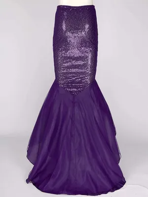Produktbild von Damen Meerjungfrau Rock Schwanz Gr. 3XL Kostüm Mermaid Tail Pailletten Rock Maxirock Festlich Bodenlang für Karneval Fasching Halloween Party