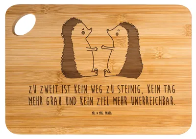 Produktbild von Mr. & Mrs. Panda Holzbrett Hochzeit Igel - Transparent - Geschenk, holzschneidebrett, Freundin, Liebe, Brett, Frühstücksbrett, Hochzeitskarte, Schneidebrett, Hackbrett