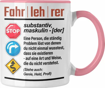 Produktbild von Trendation - Fahrlerer Tasse Geschenk Lustiger Spruch Geschenkidee für Fahrlerer (Rosa)
