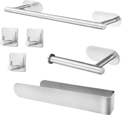 Produktbild von 6-teilig Badezimmersatz aus Edelstahl