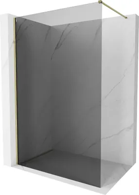 Produktbild von Mexen Kioto-X Duschwand Walk-in 140 x 200 cm, grafit 10 mm, gold - 800-140-101-50-40-X
