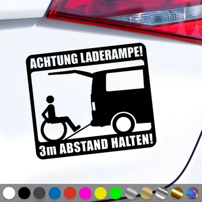 Produktbild von PantherPixel Rollstuhl Aufkleber Behindert 3m Rampe Rollstuhlfahrer Sticker Auto Geschenkidee Farbe Schwarz