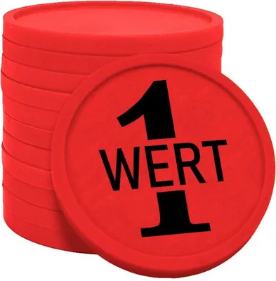 Produktbild von CombiCraft Kunststoff Wertmarken Chips 1 Wert in Rot- 100 Stück - Ø29 mm