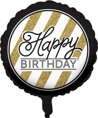 Image de Ballon d'anniversaire Happy Birthday noir et or 46cm - taille unique