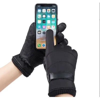 Obrázek produktu pro Protiskluzové polyesterové rukavice pro dotykové displeje smartphonů černé