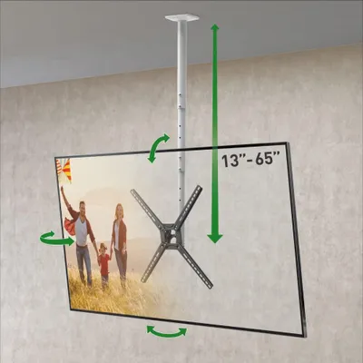 Obrázek produktu pro Bílá televizní nástěnná konzole, pro televizory 13-65 palců, s možností naklápění, nosnost až 40 kg