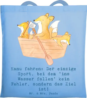 Produktbild von Mr. & Mrs. Panda Uni Tasche Kanu Abenteuer - Sky Blue - Geschenk, Sportler, Natur, Wasser, Tote Bag, ins fallen, Laptoptasche, Sportart, Baumwollbeutel, Naturerlebnis