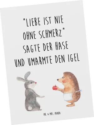 Produktbild von Mr. & Mrs. Panda Postkarte Hase Igel - Weiß - Geschenk, Liebe Spruch, Herzschmerz, einzelkarte, und, Lustige Sprüche, Postkarten, Trösten, Ansichtskarte, Ansichtskarten