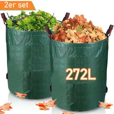 Produktbild von Jiubiaz 2X Gartensack Gartensäcke Gartenabfallsack Garten Laubsack XXL 272L Abfallbehälter