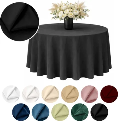 Produktbild von Runde matte Velours-Tischdecke in Schwarz Ø 320 cm – Elegant und formstabil