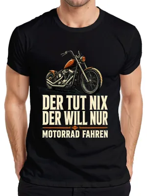 Productafbeelding van "Hij doet niets, hij wil gewoon motor rijden" - Heren T-shirt, zwart, maat S