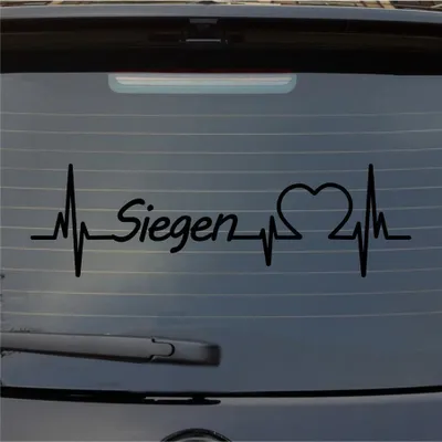 Produktbild von Heckscheibenaufkleber Siegen Herzschlag Puls Stadt Liebe 55x17 cm Schwarz Matt Auto Aufkleber Sticker