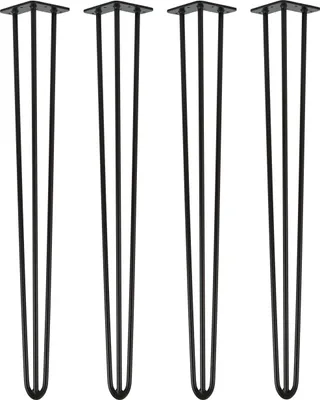 Immagine prodotto di Natural Goods Berlin Gambe HAIRPIN, gambe a forcina, gambe per mobili, gambe per tavoli, nero, 100 cm, 3 montanti, 4 pezzi