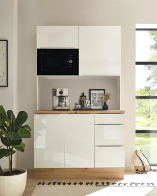 Produktbild von Küchen Buffet Marleen Premium 120 cm Weiß Artisan Eiche Respekta