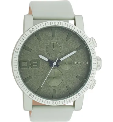 Produktbild von Oozoo Damen-Herren Lederarmband Uhr Timepieces grün Analog Quarzuhr UOC11215