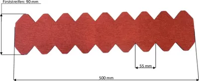 Produktbild von 3 Streifen Dachschindeln Schiefer  (55 mm) - First rot