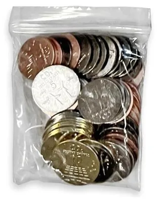 Produktbild von Metallmünzen-Set für Brettspiele, 50 Stück, verschiedene Werte
