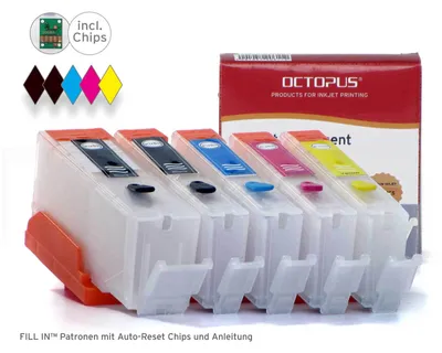 Produktbild von Befüllbare Fill In Patronen für Canon PGI-570, CLI-571 mit Autoresetchips