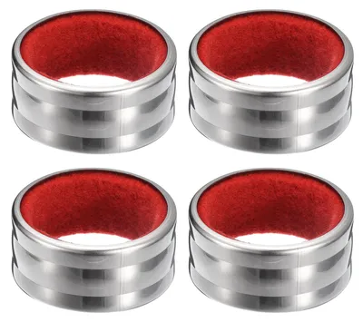 Weinflaschenhalsbänder, 4 Stück, Edelstahl, 40x19 mm, rot/silber