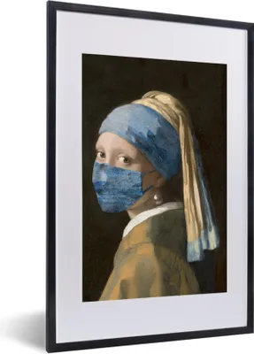 Produktbild von MuchoWow® MuchoWow® Gerahmtes Poster Das Mädchen mit dem Perlenohrring - Johannes Vermeer - Mouthcap 40x60 cm - Poster mit zchwarzem Bilderrahmen - Poster in Rahmen