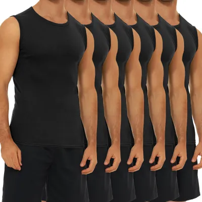 Produktbild von FALARY Tank Top Herren Unterhemden 6er Pack Baumwolle Fitness Unterhemd – 6x Schwarz