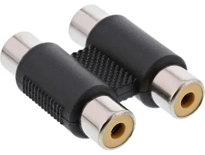 Produktbild von InLine Audio Adapter, 2x Cinch Kupplung, Buchse / Buchse, Cinch female, 2xRCA, Schwarz, Silber