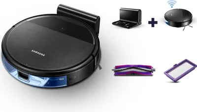 Obrázek produktu pro Samsung VR05R5050WK, Bezsáčkové, Černá, Kulatý, 3 kolo/kola, Plast, Nabíjecí
