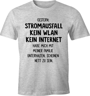 Produktbild von Herren T-Shirt Gestern: Stromausfall Kein WLAN Kein Internet Spruch-Shirt Moonworks® grau-meliert XXL