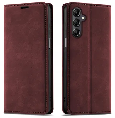 Produktbild von Klapphülle für Samsung A54 mit Magnetverschluss aus Leder + 9H-Glas