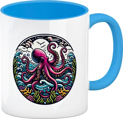Produktbild von Oktopus Kaffeebecher in hellblau