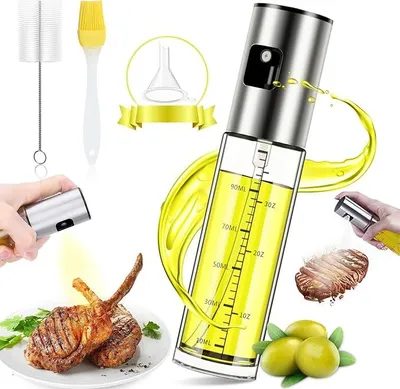Produktbild von Ölsprüher 100 ml Sprühflasche Edelstahl Glas für Kochen Heißluftfritteuse Salat Grill Backen