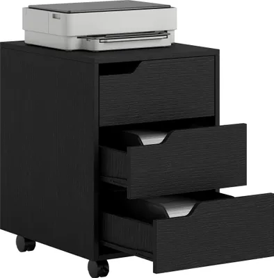 Produktbild von Rollbarer Bš¹roschrank mit 3 Schubladen, 40 x 50 x 57,5 cm, schwarz