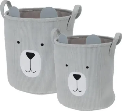 Obrázek produktu pro Úložné koše na hračky CUTIE s ušima, manšestrové, 2 ks