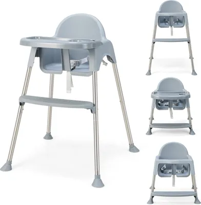 Produktbild von DREAMADE 4 in 1 Kinderhochstuhl, Babyhochstuhl mit abnehmbarem & verstellbarem Doppeltablett, 6-36 Monate