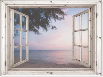 Produktbild von MuchoWow® 120x90 cm Outdoor-Poster Gartendeko Sichtschutz Garten Poster für den Garten  Aussicht - Strand - Palme