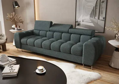 Productafbeelding van Bank Designersofa BASTIEN, 3-zits, bekleed met stof Aragon in de kleur turkies