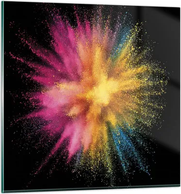 Produktbild von Bilder auf glas - Einteilig - Bunt Staub Explosion - 70x70cm - Glasbilder - Wandbilder - Bilder - zum Aufhängen bereit - Wanddekoration aus Glas - Glas Bilder - Wandbild auf Glas - GAC70x70-4529