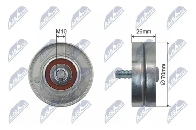 Produktbild von NTY RNK-CH-020 Umlenkrolle Keilrippenriemen 70mm für JEEP CHEROKEE (KJ) für CHRYSLER GRAND VOYAGER V (RT)