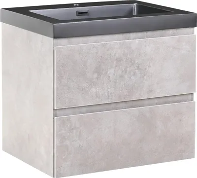 Obrázek produktu pro BELIANI Nástěnná koupelnová skříňka s umyvadlem šedá MDF 60 x 46 cm se 2 zásuvkami úložný prostor moderní styl koupelna