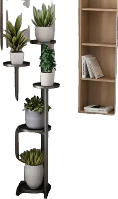 Zdjęcie produktu dla Stojak na rośliny, nowoczesny design, wielopoziomowy, czarny - 120 cm