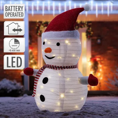 Zdjęcie produktu dla ECD Germany Świąteczny bałwan LED 30 ciepłych białych diod LED, wysokość 68 cm