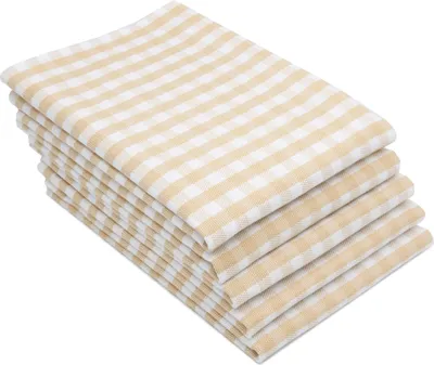 Produktbild von 5et Set Geschirrtücher 100% Baumwolle in 50x70 cm, saugstark Küchentücher in beige kariert